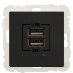 Розетка Logus 45439 TPM USB Charger type «A» 2А (черная матовая)