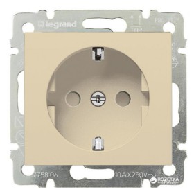 Механизм розетки с з/к и шторками Valena слоновая кость