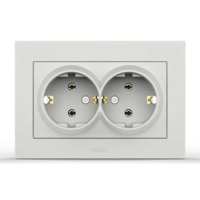 Розетка EL-BI VEGA белый мат 2-я с заземлением ( 510-016200-907 / 230-907 )