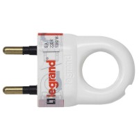 Біла електрична вилка з кільцем Legrand 2К 6А