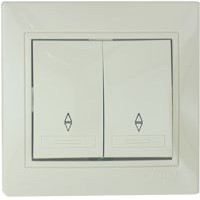 Вимикач 2-кл. прохідний кремовий Mira, Lezard