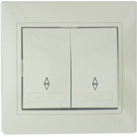 Вимикач 2-кл. прохідний кремовий Mira, Lezard