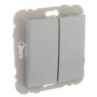 Двухклавишный лестничный выключатель Logus 21101 TAL 10АХ 250В (алюминий)