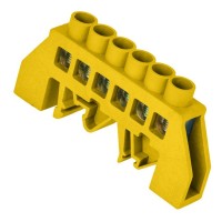 Универсальная шина TNSy изолированная «N/PE» ШЛУ8х12-6 на DIN-рейку желтая (TNSy5503148)