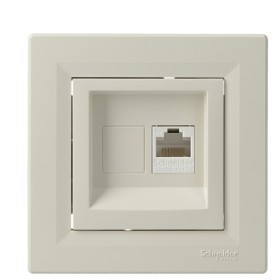 Розетка компьютерная одинарная RJ45 кат.5е UTP кремовая Asfora, EPH4300123