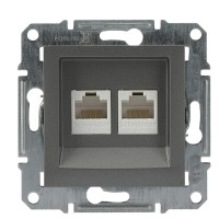Розетка комп'ютерна 5eUTP подвійна без рамки сталь Asfora, EPH4400162