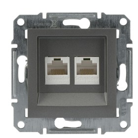 Розетка компьютерная 5eUTP двойная без рамки сталь Asfora, EPH4400162