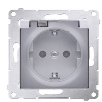 Електрична розетка Kontakt Simon Simon 54 Premium DGSZ1BZ.01/43A IP44 із заземленням шторками та прозорою кришкою (срібло)