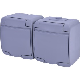 Розетка двухместная Eti Hermetics RHE-2s-SR с з/к IP54 серая (4668072)