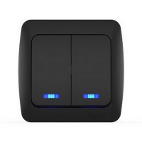 Вимикач ALSU чорний мат 2-кл з підсвіткою ( 504-014800-203 )