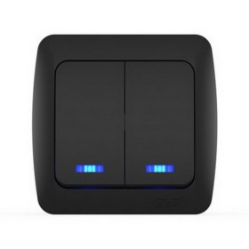 Вимикач ALSU чорний мат 2-кл з підсвіткою ( 504-014800-203 )