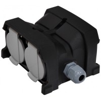 Розетка кабельная 4-местная ETI ERS-4CM 2Р+РЕ Schuko каучук IP44 черная