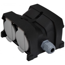 Розетка кабельная 4-местная ETI ERS-4CM 2Р+РЕ Schuko каучук IP44 черная