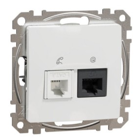 Телефонная/компьютерная розетка Schneider Electric Sedna Design & Elements RJ11+RJ45 кат. 6 UTP белая SDD111468