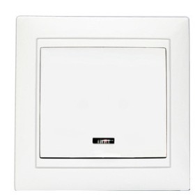 Одинарний вимикач Elcor Emily 9215 (211543) з підсвічуванням (білий)