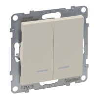 Вимикач двоклавішний 10А з автоматичними клемами, з підсвіткою Legrand SUNO (слонова кістка) 721215