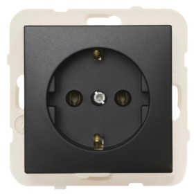 Одинарная розетка Logus 21131 TPM 2P+Z Шуко 16А 250В (черная матовая)