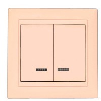 Подвійний вимикач Elcor Emily 9215 (211553) з підсвічуванням (кремовий)