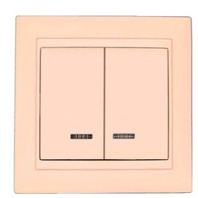 Подвійний вимикач Elcor Emily 9215 (211553) з підсвічуванням (кремовий)