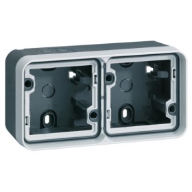 Горизонтальний підрозетник із рамкою на 2 місця, сірий, W.1