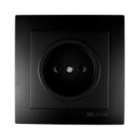 Розетка Nilson Touran чорна мат 1-на без заземлення ( 24381015 )