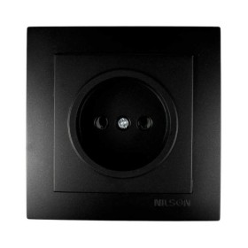 Розетка Nilson Touran чорна мат 1-на без заземлення ( 24381015 )