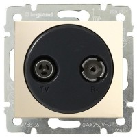 Механизм розетки TV-R проходная Valena слоновая кость