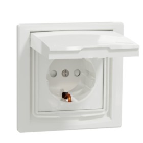 Розетка із захисними шторками та кришкою біла Asfora, EPH3100321