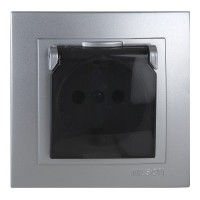 Розетка Nilson Touran срібло 1-на з заземленням з кришкою ( 24131018 )