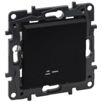 Одноклавішний вимикач Legrand Niloe Step 10А затискний механізм з підсвіткою чорний (863511)