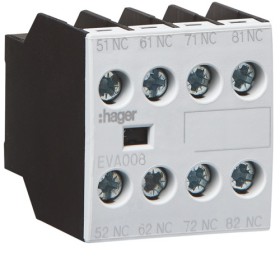 Додатковий контакт Hager EVA008 4НЗ для EV007…EV038 EVN022…EVN045 EVL014…EVL027