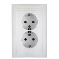 Двойная розетка Elcor Emily 9215 (211570) с заземлением (белый)