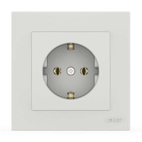 Розетка EL-BI VEGA белый мат 1-я с заземлением ( 510-016200-217 )