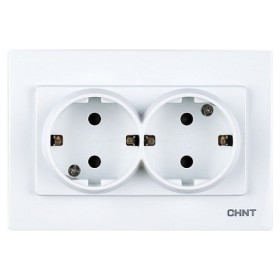 Розетка 2-местная Chint NEW3 с заземлением белая (715402)