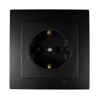 Розетка Nilson Touran чорна мат 1-на з заземленням ( 24381017 )