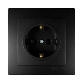 Розетка Nilson Touran чорна мат 1-на з заземленням ( 24381017 )