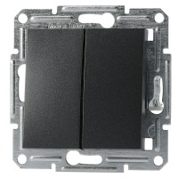 Вимикач 2-клавішний без рамки, антрацит Asfora, EPH0300171