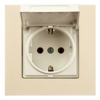 Розетка із з/к та кришкою Gunsan Eqona крем