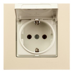 Розетка с з/к и крышкой Gunsan Eqona крем