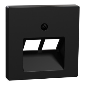 Двойная центральная панель компьютерной розетки Merten System, MEG4522-0403 черная матовая