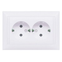 Подвійна розетка TNSy Latina з заземленням IP20 біла (TNSy5000054)