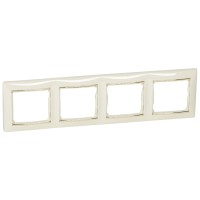 Четырехместная рамка Valena горизонтальная слоновая кость/золото