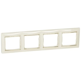 Четырехместная рамка Valena горизонтальная слоновая кость/золото