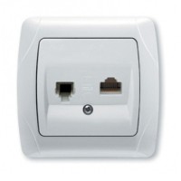 Розетка комп'ютерна телефонна (RJ45 - RJ11) біла Carmen