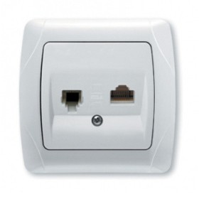 Розетка комп'ютерна телефонна (RJ45 - RJ11) біла Carmen
