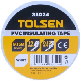 Біла ізоляційна стрічка Tolsen 38024 19ммх9,2м 0,13мм