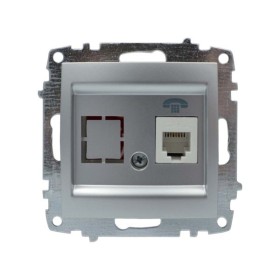 Розетка ELBI ZENA Silverline серый металлик телефонная без рамки ( 609-011000-221 )