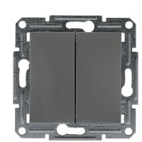 Переключатель 2-клавишный без рамки сталь Asfora, EPH0600162