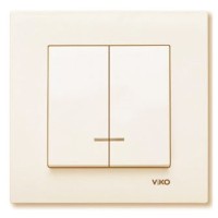 Вимикач 2-клавішний із підсвічуванням кремовий VIKO Karre