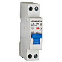 Захисний вимикач 6А 1P+N 4,5кА х-ка, Schrack